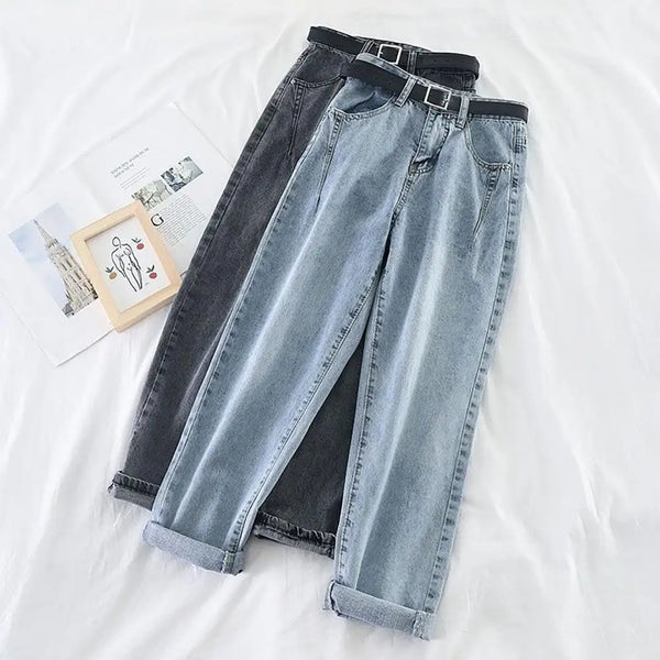 Korean Style Jeans Loose Colorfast Cotton Women Large Size High Waist Pants for Daily Streetwear Wear  S-5XL 2021