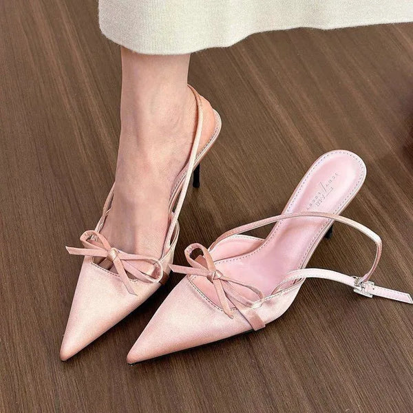 Pointy single-shoe women 2024 new spring stiletto sandals French with skirt temperament pink high heels  kawaii shoes