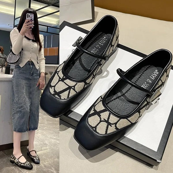 2024 New Spring Autumn Flats Ballet Shoes Brand Designer Women Casual Loafers Fashion Ladies Buckle Mary Jane Shoes Female