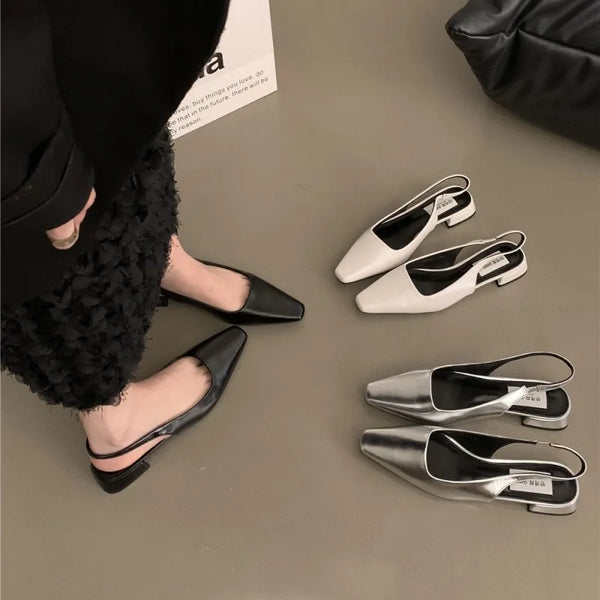 2024 New Women Sandals PU Leather Baotou Ladies Elegant Fashion Dress Shoes Summer Sexy Thin Strap Square heel Women's Sandals