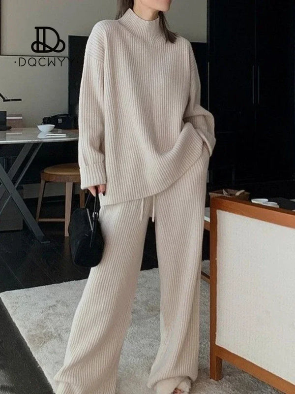 Pant Sets Sets for Women 2 Pieces Loose Casual Knit Set for Women's Autumn/winter 2024New Sweater Two-piece Set Woman Clothing