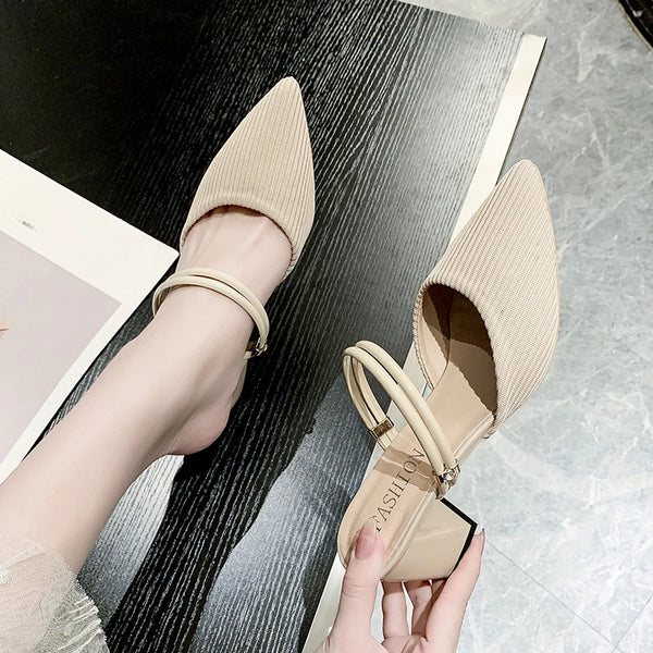 2024 New Summer Style Fashionable Comfortable Versatile and Elegant Casual Sandals Wear-resistant Mid-heeled Toe Women's Shoes