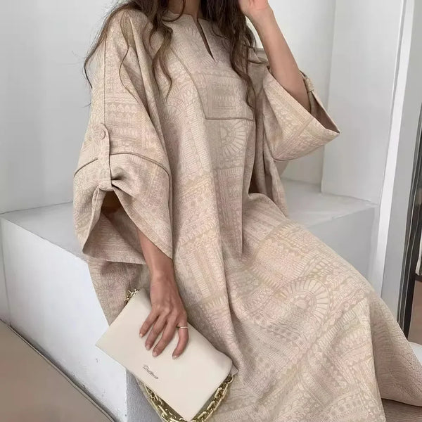 Robe Dress Women Arab Ethnic Style Middle East Print Spring Summer New Lady Causal Loose Pullover Long Clothing